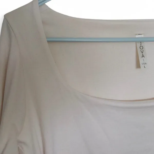 Women's Cream Long Sleeve Top Tan Size L - Image 2