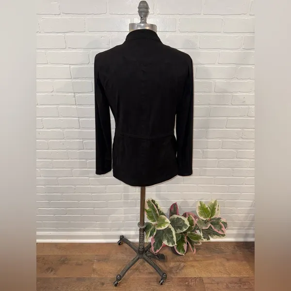 Blank NYC Domino Vegan Suede Draped Moto Style Jacket - Image 4