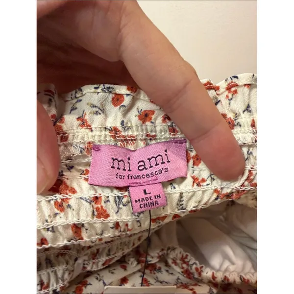 Mi Ami for Francesca‎s NWT Puff Sleeve Smocked Dress Ditzy Floral Size L - Image 3