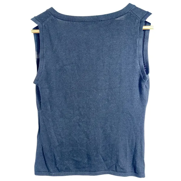 Abercrombie & Fitch Black Knit Sleeveless Button V-Neck Sweater Vest Top Size XS - Image 3