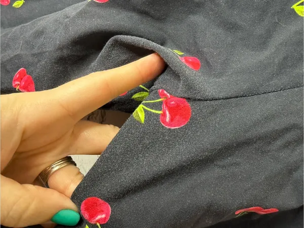 Women’s VS Pink Black Leggings with Red Cherry Print size large - Image 4