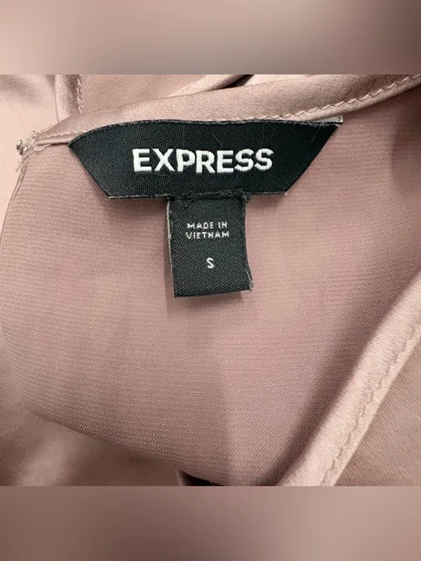 EXPRESS SILKY MAUVE LONG SLEEVE BLOUSE SMALL - Image 7