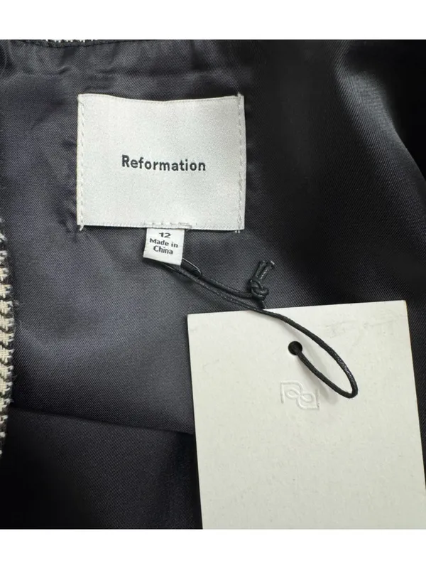 NWT Reformation Carla Houndstooth Mini Skirt | Preppy Tailored Designer Skirt - Image 3