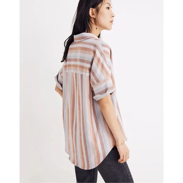 ✨Madewell Flannel Courier Sz XL Shirt in Sunrise Stripe✨ - Image 3