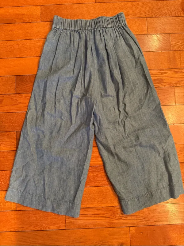 Madewell Huston Chambray Pull-On Cropped Wide-Leg Linen-Blend Pants - Size Small - Image 6