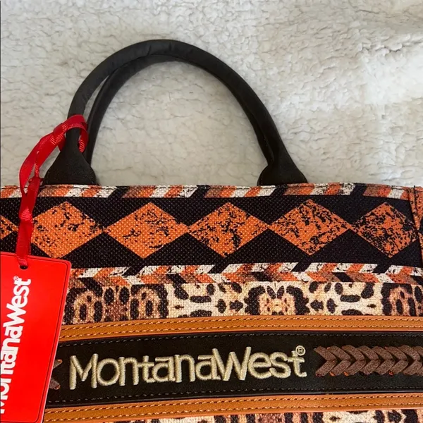 Montana West‎ Orange and Black Southwest Tote Bag - Image 15