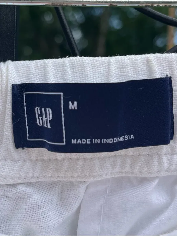Gap Women’s White Linen Cotton Blend Jogger Pants Size M Coastal Casual Beachy - Image 2