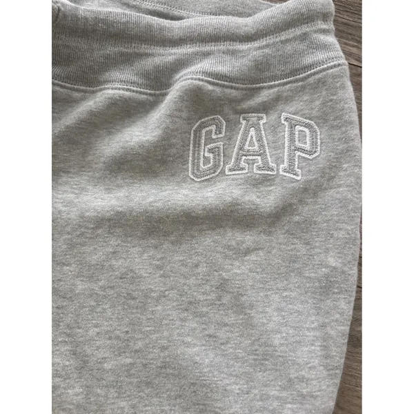Vintage GAP Womens Large Gray Fleece Wide Leg Sweatpants Drawstring Logo - Image 2
