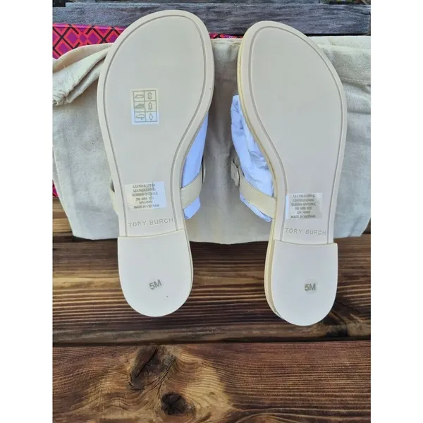 Tory Burch Leather Miller Pave Sandal In Cream Size 5 - Image 10