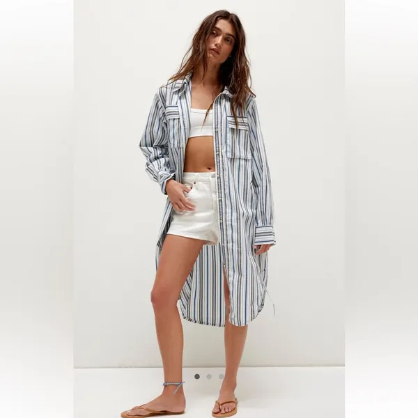 We the Free Pop Prep Striped Shirt small coastal preppy‎ vacation beach - Image 2