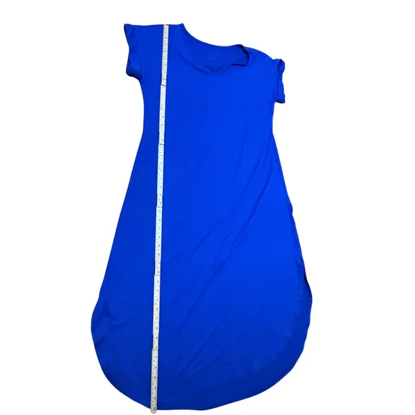 Soft Surroundings Royal Blue‎ V-Neck Midi T-Shirt Dress Short Sleeve Med Drapey - Image 7
