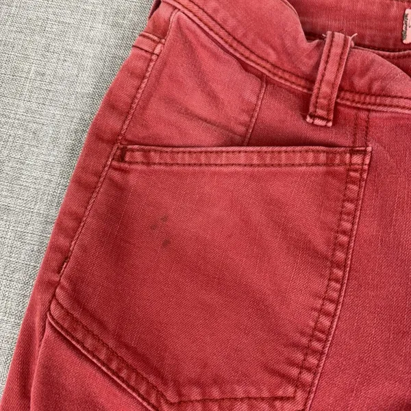 We The Free Jeans Womens 26 Red Mid Rise Skinny Distressed Fringe Hem Denim - Image 5