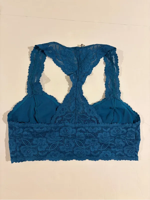 Intimately Free People Galloon Teal Blue Lace Racerback Bralette Size Medium - Image 8