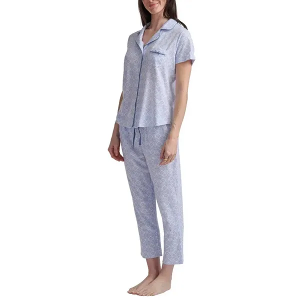 NWT Karen Neuburger Women's Notch Collar 2-piece PJ Set Blue M - Image 3