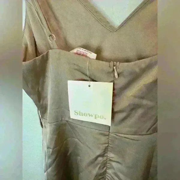 Showpo. NWT Women’s TREASURING‎ YOU WRAP MIDI DRESS IN MOCHA SATIN Size 8 - Image 7
