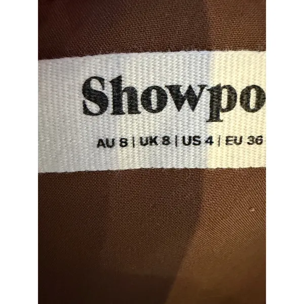 Showpo Cryzel Midi Dress Women 4 Brown Flutter Sleeve Tiered Boho Minimalist - Image 9