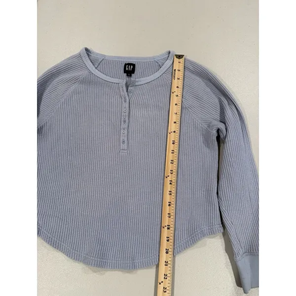 Gap Waffle Knit Henley Button Up Top Womens Small Thermal Lounge Layer Travel - Image 5