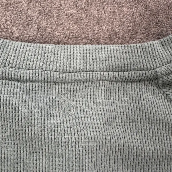 Victoria's Secret Waffle Knit Pajama Top Women's Small Green Thermal Lounge - Image 7