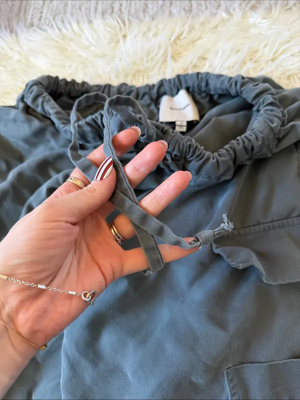 Ethan Tie Waist Twill Cargo Pants in Slate - Image 8