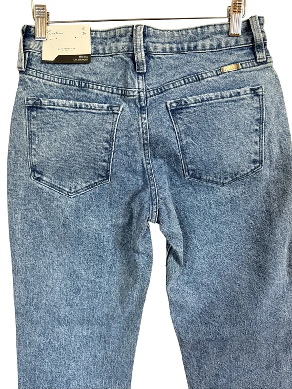 KanCan NWT Evelyn Mid Rise Slim Straight Leg Rhinestone Side Stripe Size 1/24 - Image 6