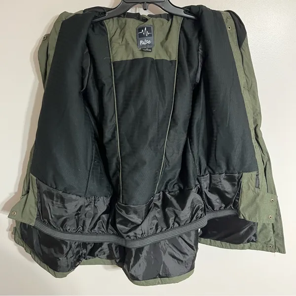 Pulse Olive Green‎ Hooded Winter Parka Jacket Faux Fur Trim Snow Skirt Medium - Image 14