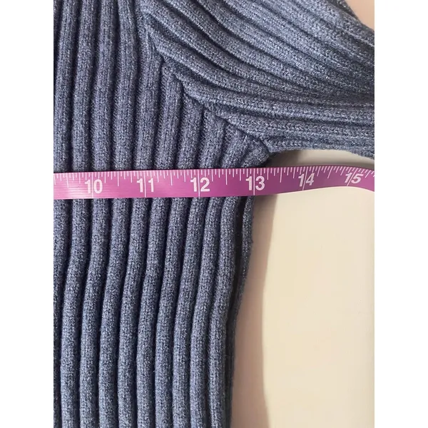 Dusty Blue Ribbed Knit Sweater Crop Top & Skirt Set Size S EUC - Image 4