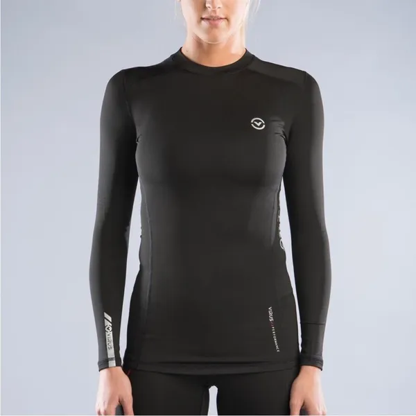 VIRUS Athletic Long-Sleeve X- Form Compression Top Womens Size Large White Black - Image 4