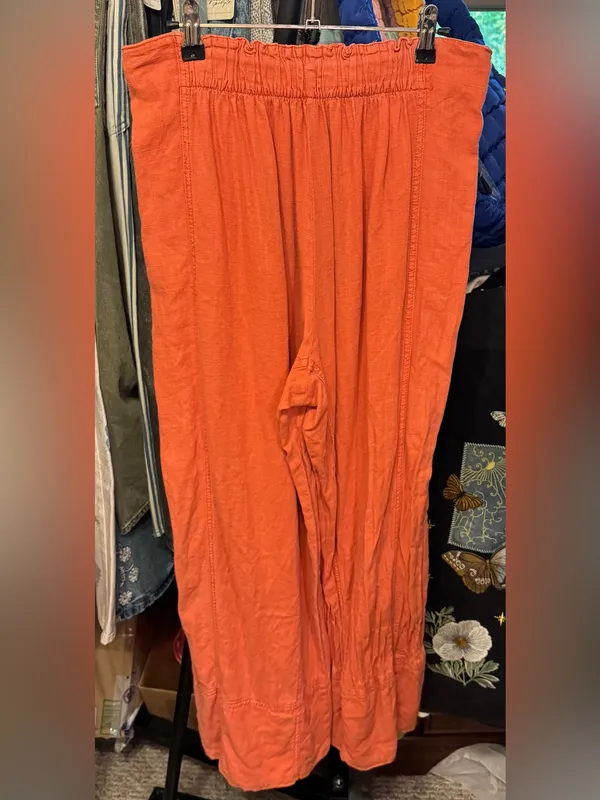 NWOT Free People Day's End Linen Pull-On Pants - poppy red coral - Medium - Image 7