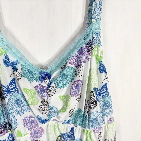 Avon Plus Size 3X‎ Sleep Tank Top Blue White Lace Butterflies Stretch 140 - Image 5