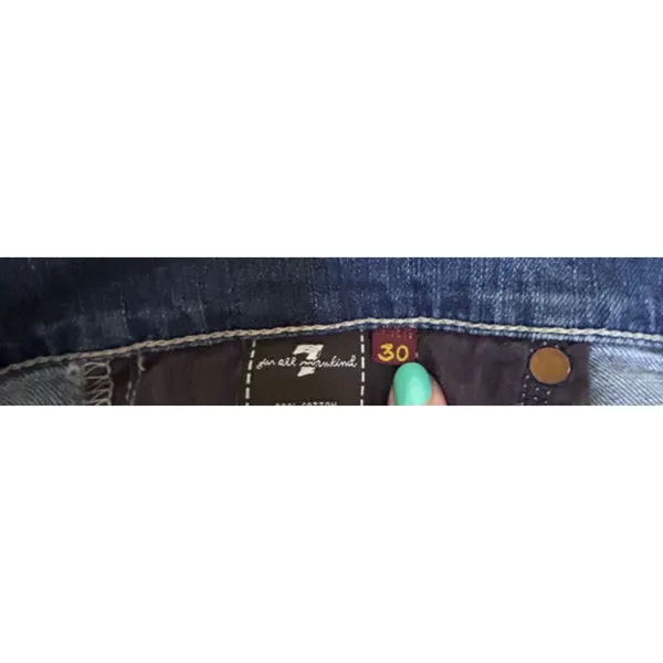 7 FOR ALL MANKIND Women's Sz‎ 30 Straight Leg Jeans Medium Blue Wash Whiskered - Image 5