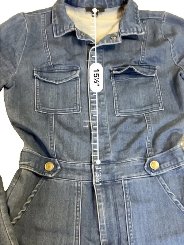 Blashe Denim Skinny Jumpsuit Medium Wash S Coastal Cowgirl Western Chic 70’s - Image 2