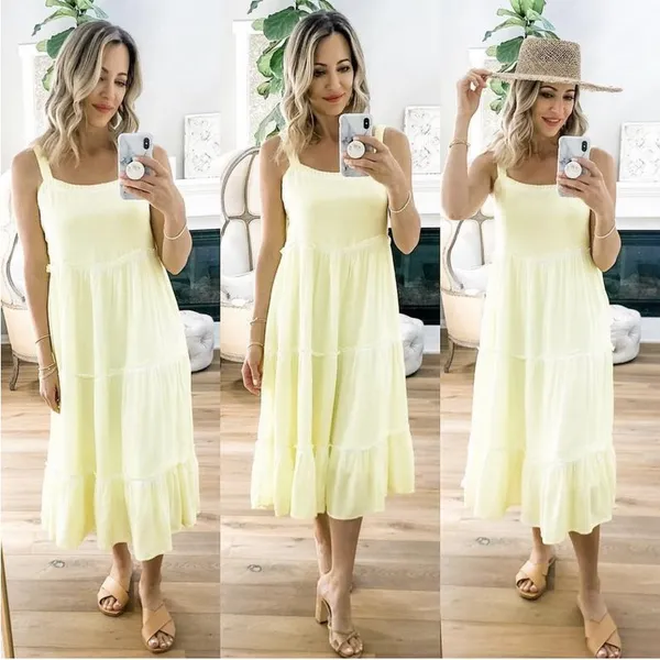 SATURDAY SUNDAY by Anthropologie Yellow Sleeveless Maxi Dress Size XL - Image 14
