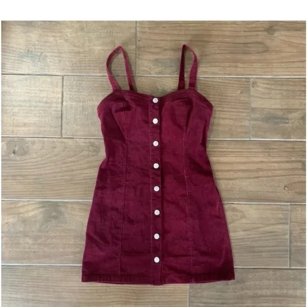 PacSun Red Buttoned Mini‎ Corduroy dress - Image 5