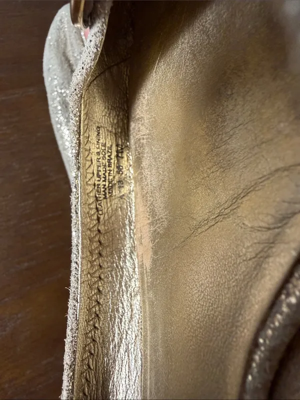 Tory Burch Gold Glitter Reva Logo Ballet Flats - Image 6