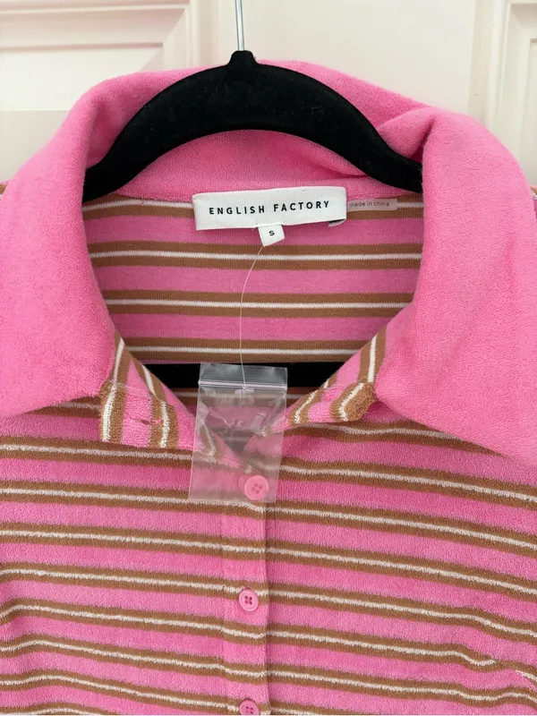 English Factory Terry Striped Polo Dress Size Small - Image 3