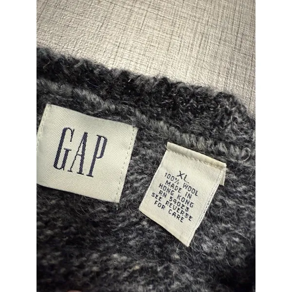 GAP 100% Wool Striped‎ Crewneck Sweater Xl Fair Isle Crop Mom Y2k - Image 6