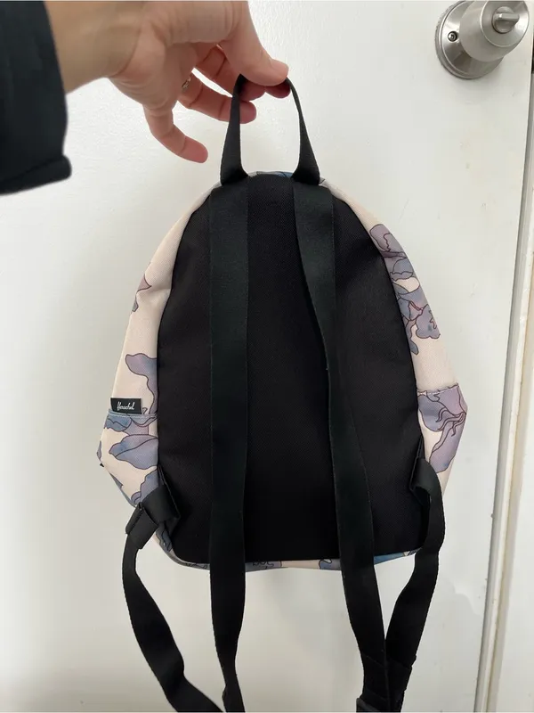 Herschel Supply Company Floral Mini Backpack tan blue flowers STAINS - Image 5