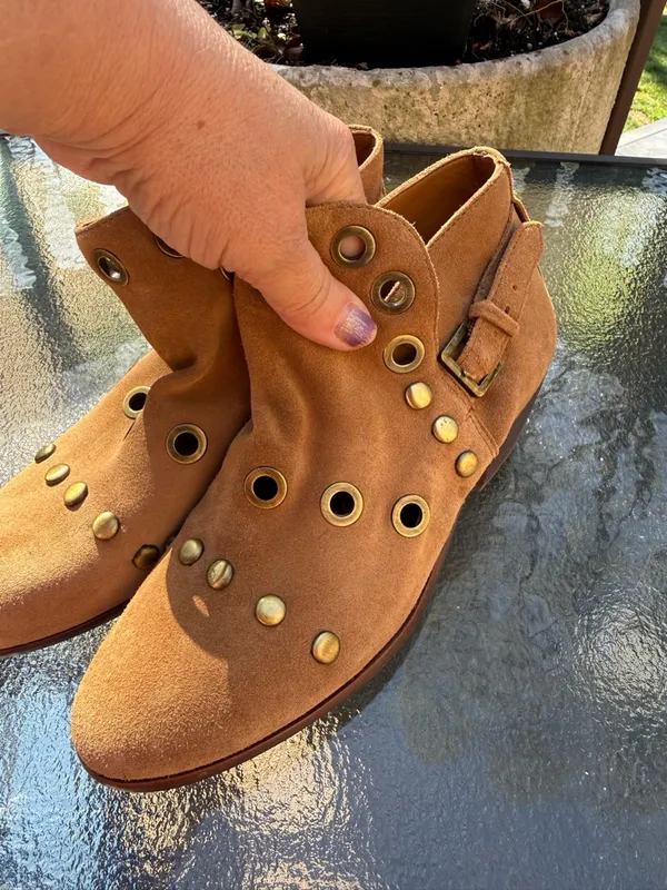 Sam Edelman Pedra Cognac Suede Leather Ankle Booties Boots Womens 6 - Image 2