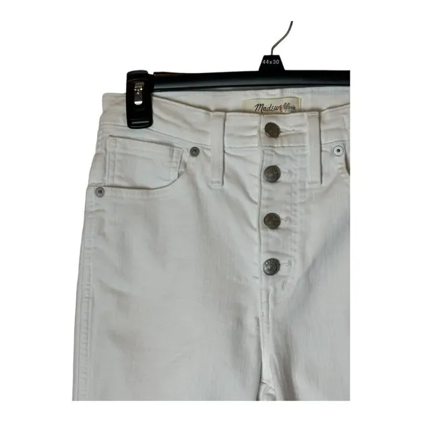 Madewell Jeans Women 27 White Denim Button Fly 10 Inch High Rise‎ Skinny Crop - Image 6