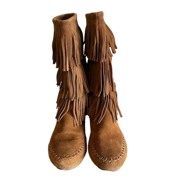 Makalu Women's Nalani Tall 3 Tier Leather Fringe Boot Size 8 - Image 2
