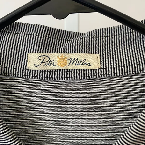 Peter Millar XL Black White‎ Striped Polo Shirt Double Mercerized Cotton Golf - Image 4