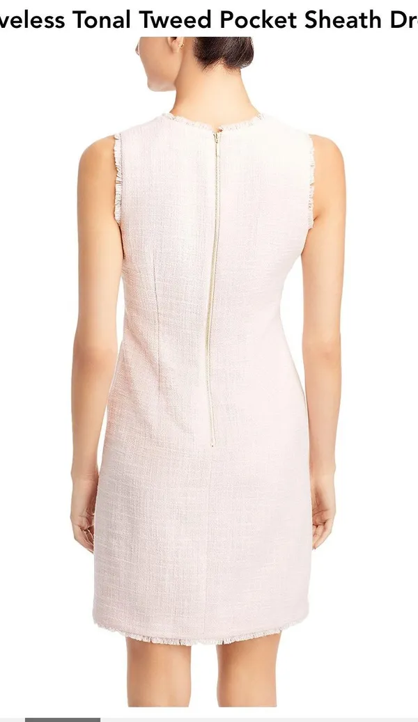 Karl Lagerfeld Sleeveless Tonal Tweed Pocket Sheath Dress - Image 2