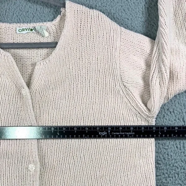 ORVIS Cardigan Sweater L Pink Button Up Grandma Craft Grunge Outdoor Chore Flaw - Image 8