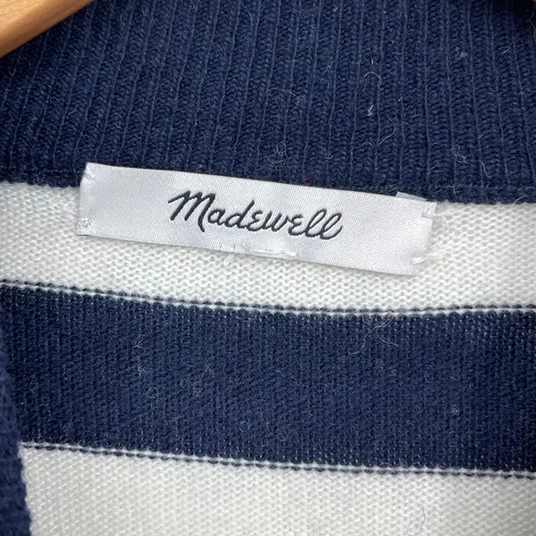 Madewell Merino Wool Alpaca Blend‎ Striped Mock Neck Sweater Size L Preppy Cozy - Image 3