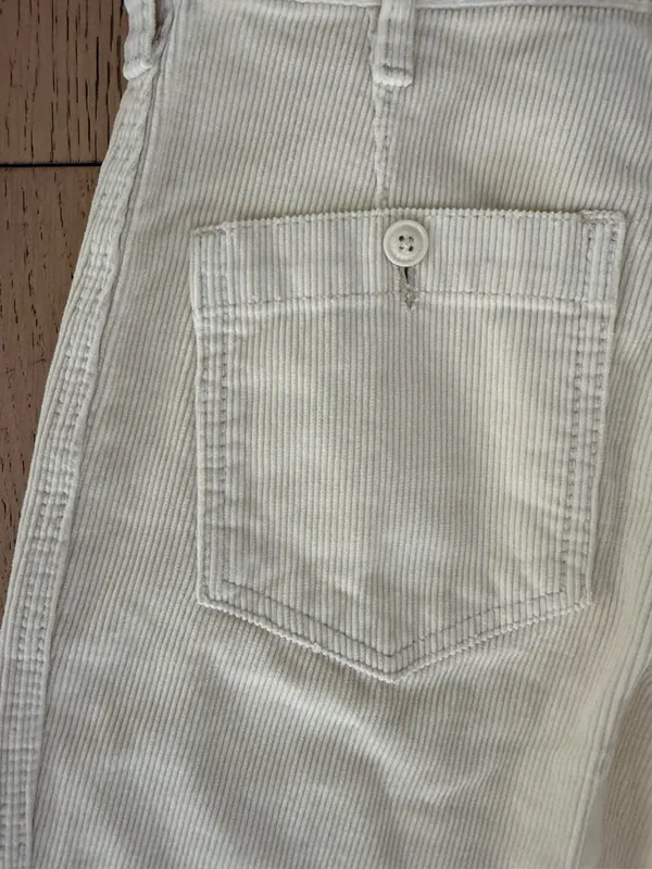 Brandy Melville Cream 100% Cotton Corduroy Flare Pants size Small - Image 9