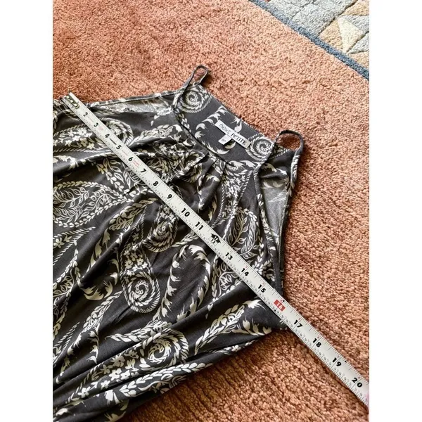Next Petite Gray Ivory Paisley Maxi Dress Size 8 Tie Waist Pockets - Image 4
