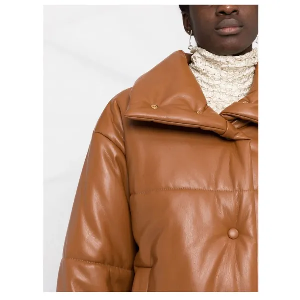 NANUSHKA Hide Quilted Padded Vegan Leather OKOBOR Jacket Brown SMALL - Image 6
