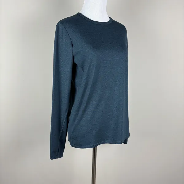 Quince Flowknit Breeze‎ Long Sleeve Top Women XS Navy Thumbholes Stretch Active - Image 10
