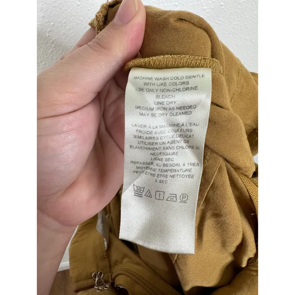 Maeve Anthropologie Mustard Yellow Linen Blend Short Sleeve Wide Leg Jumpsuit 0 - Image 5