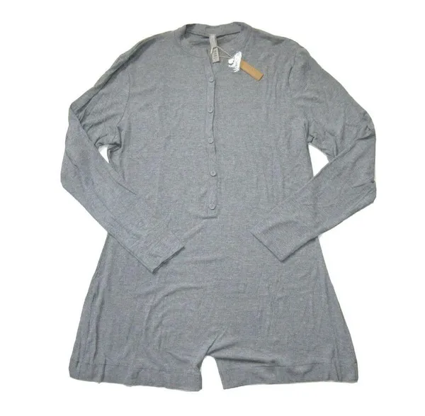 NWT Skims Soft Lounge Ribbed Stretch Jersey Playsuit in Gray L/S Romper 3X - Image 2